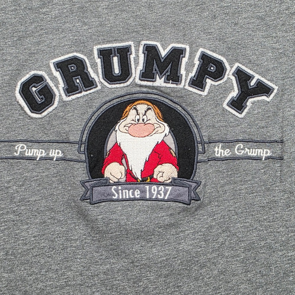 Walt Disney World Grumpy Snow White Embroidered T-Shirt Grey Mens L - Picture 3 of 7